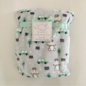 NEW Baby Blanket Soft Lightweight White Green Cars Baby Hippos | Baby Elements